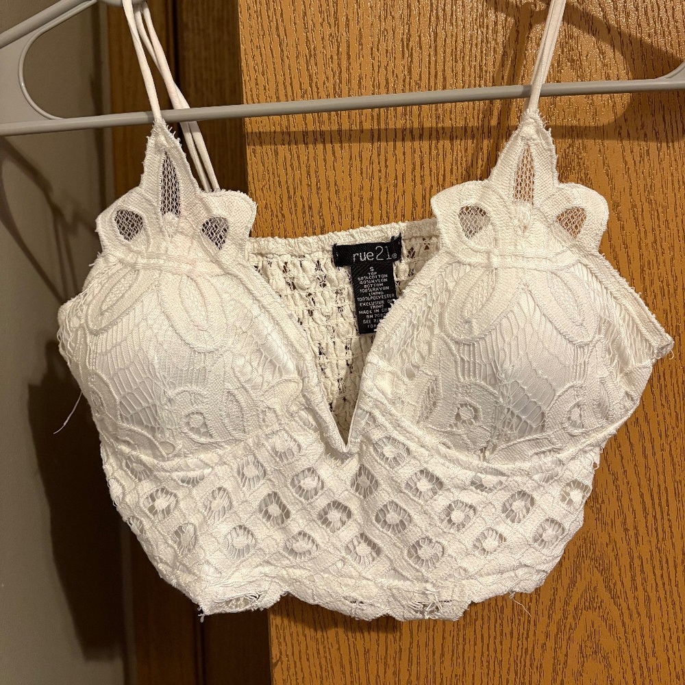 White lace crop top